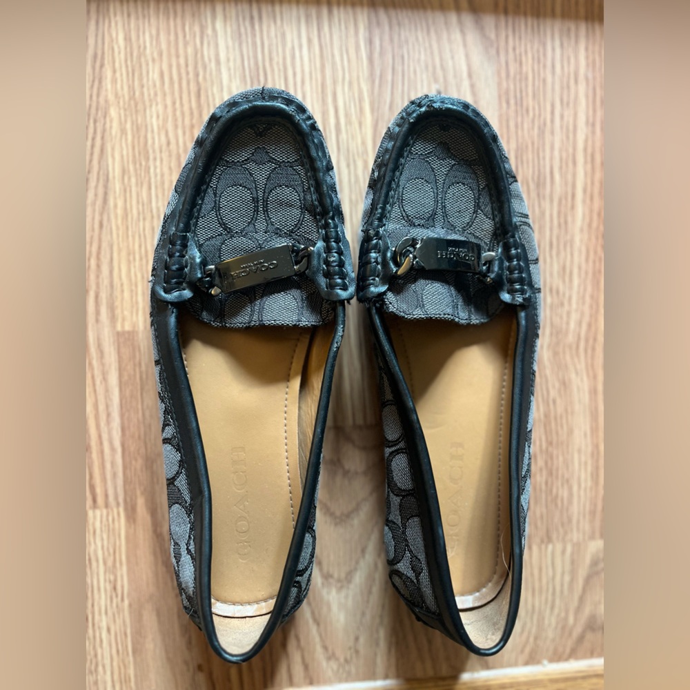 Coach Gray black Loafers/Flats with Signature Monogram 7.5 women’s
